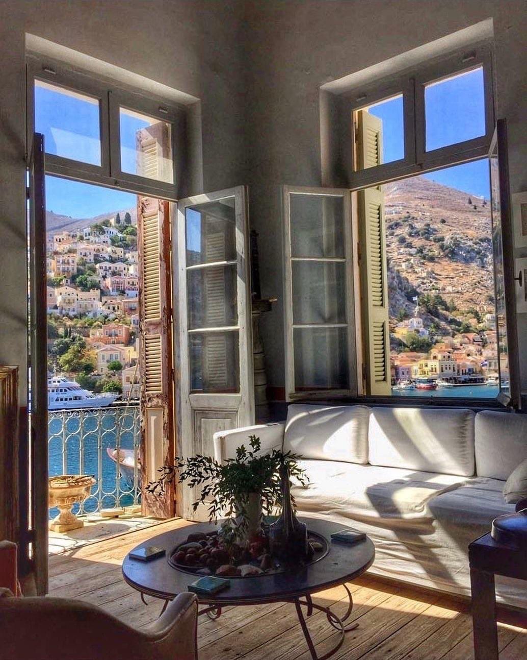 Greek interior with view